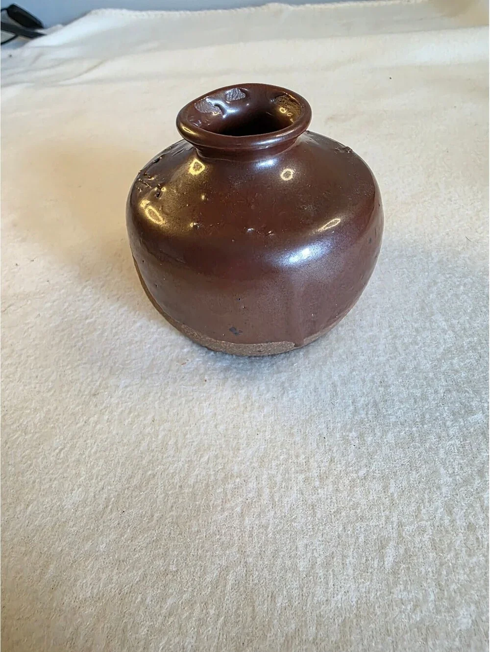Vintage Signed Studio Pottery Brown Drip Glaze Vase Handmade Stoneware 4